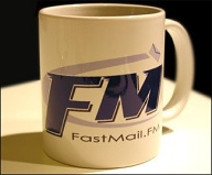 A FastMail mug, available at <a href="http://www.cafepress.com/fastmail">http://www.cafepress.com/fastmail</a>